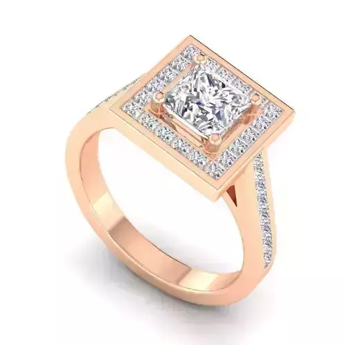 Square Shaped Engagement Ring With Diamonds 1