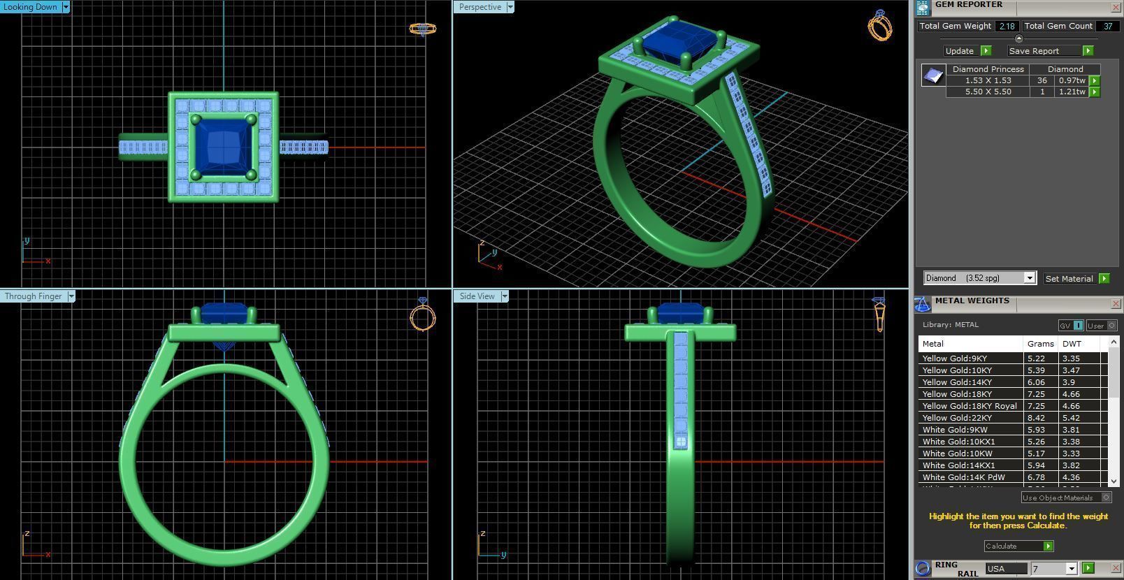 Square Shaped Engagement Ring With Diamonds 1 3D print model_1