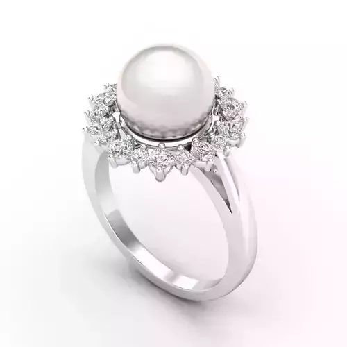 Engagement Ring With White Pearl