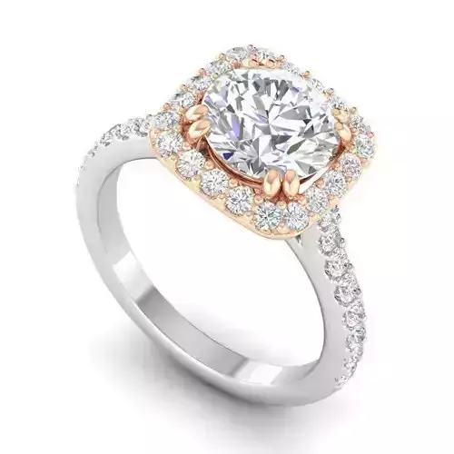 Square Shaped Engagement Ring With Diamonds 3