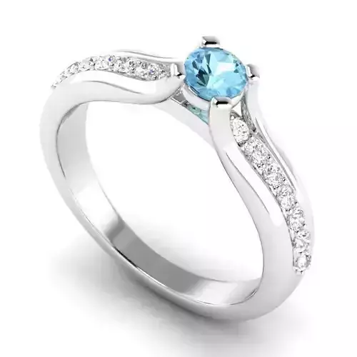 Engagement Ring With Sky Blue Diamond