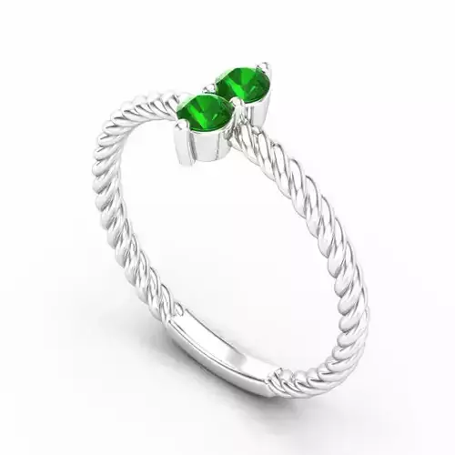 Spiral Engagement Ring With Green Diamonds