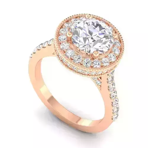 Round Shaped Engagement Ring With Diamonds 6