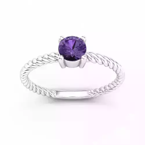 Spiral Engagement Ring With Purple Diamond