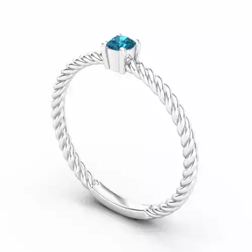 Spiral Engagement Ring With Sky Blue Diamond