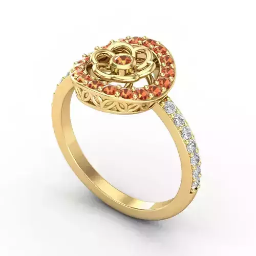 Flower Shaped Engagement Ring With Diamonds 11 3D print model