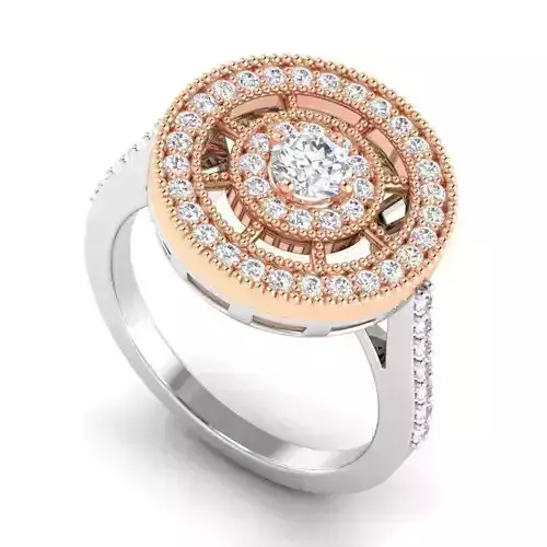 Round Shaped Engagement Ring With Diamonds 7
