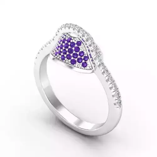 Bell Shaped Engagement Ring With Purple Diamonds 3D print model