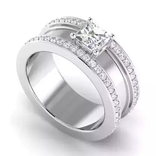 Wide Band Engagement Ring With Diamonds 12