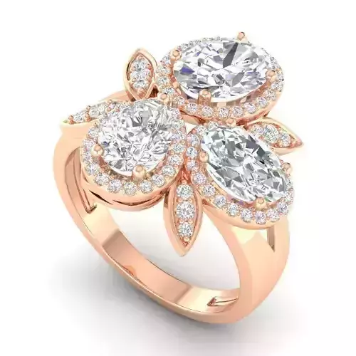 Flower Shaped Engagement Ring With Diamonds 14