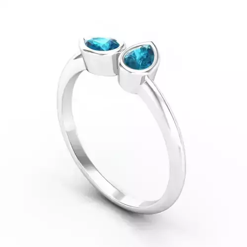Drop Shaped Engagement Ring With Sky Blue Diamonds 1