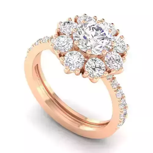 Flower Shaped Engagement Ring With Diamonds 15