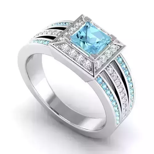 Square Shaped Engagement Ring With Diamonds 4