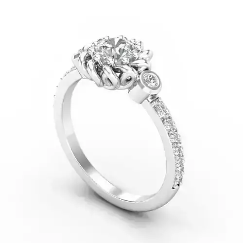 Flower Shaped Engagement Ring With Diamonds 16