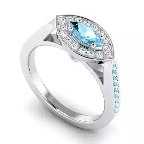 Eye shaped Engagement Ring With Diamonds 1