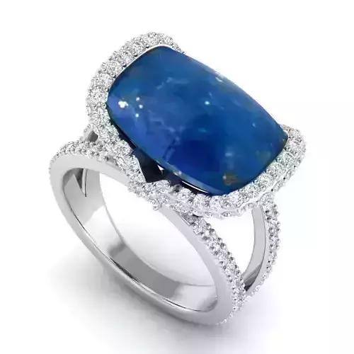 Engagement Ring With Big Blue Diamond Centerpiece