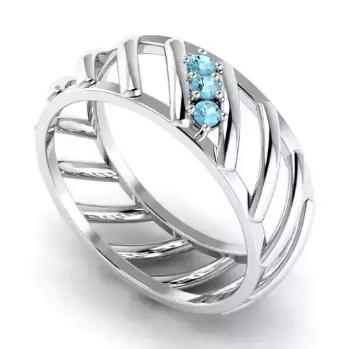 Engagement Ring With Sky Blue Diamonds 5