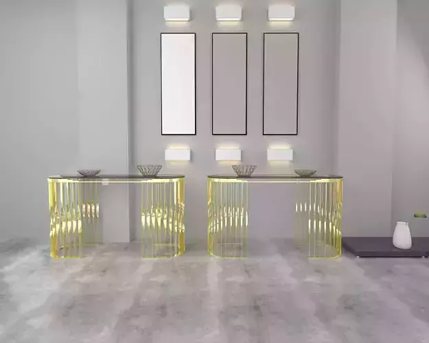 console two gold tables