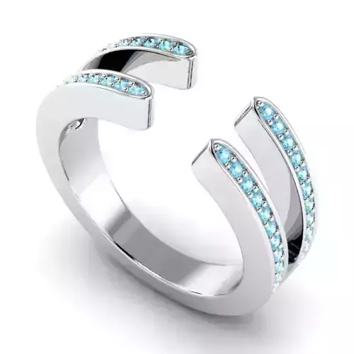 Engagement Ring With Sky Blue Diamonds 8