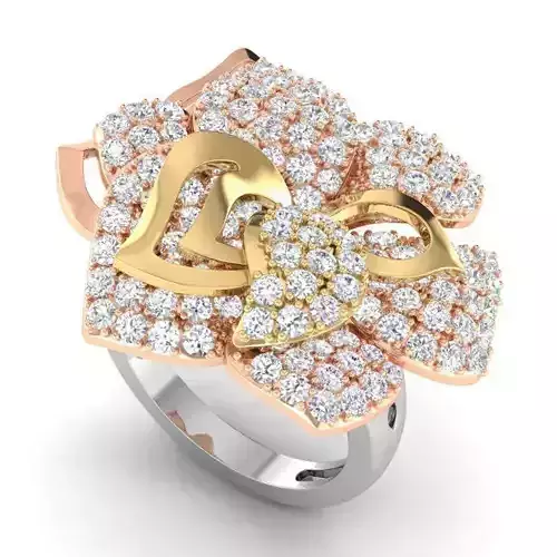 Flower Shaped Engagement Ring With Diamonds 18