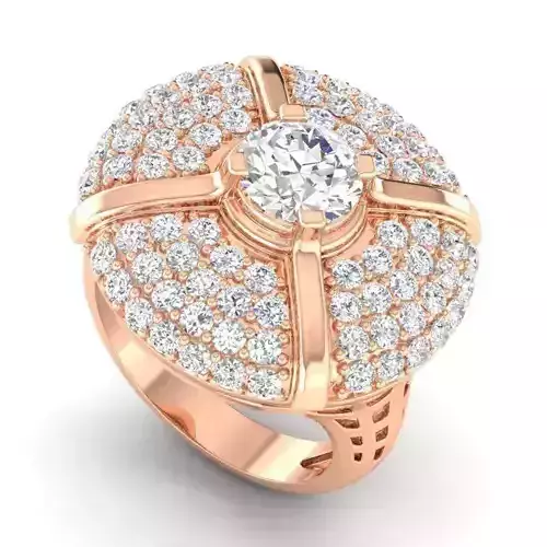 Big Round Shaped Engagement Ring With Diamonds 3D print model