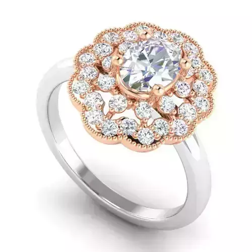 Flower Shaped Engagement Ring With Diamonds 19