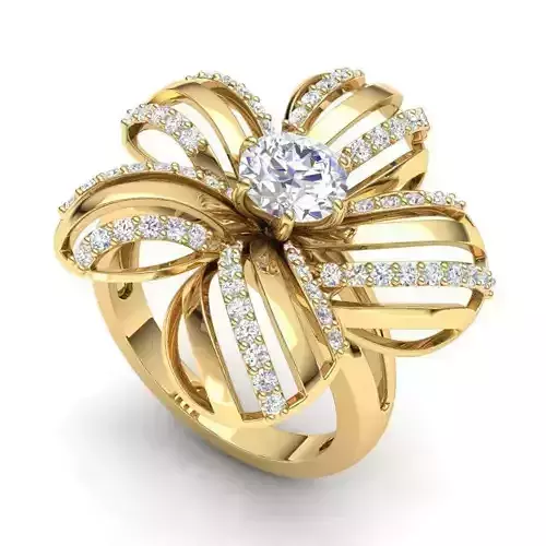 Flower Shaped Engagement Ring With Diamonds 20 3D print model