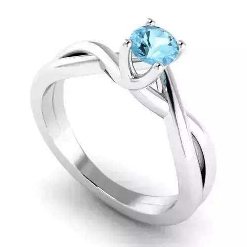 Spiral Shaped Engagement Ring With Sky Blue Diamond