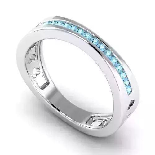 Engagement Ring With Heart Design and Blue Diamonds