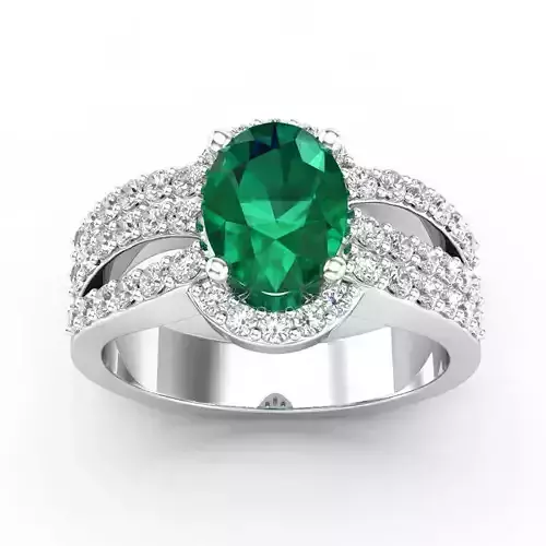 Engagement Ring With oval Green Diamond Centerpiece