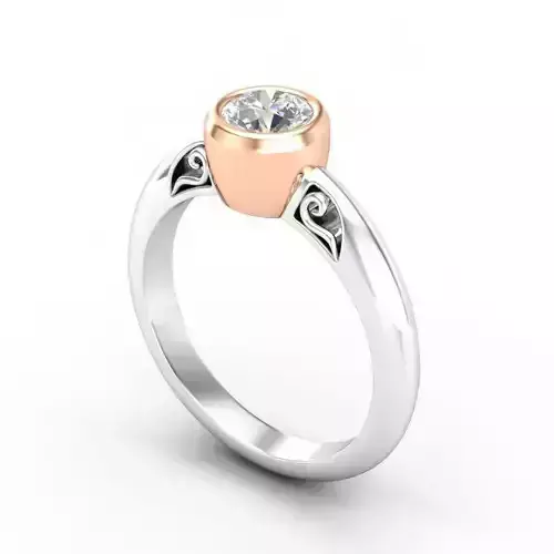 Carved Engagement Ring With Diamond 3D print model