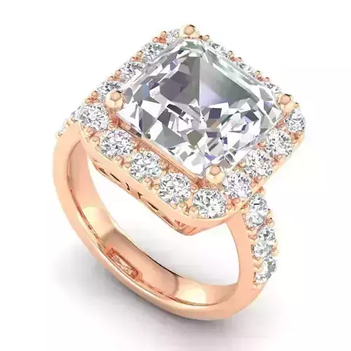 Square Shaped Carved Engagement Ring