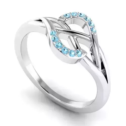 Spiral Shaped Engagement Ring With Sky Blue Diamond 1