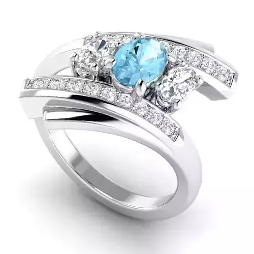 Spiral Engagement Ring With Skyblue Diamond
