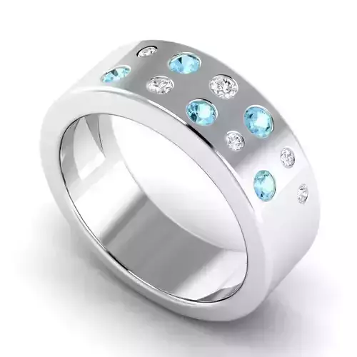 Engagement Ring With Sky Blue Diamonds 11