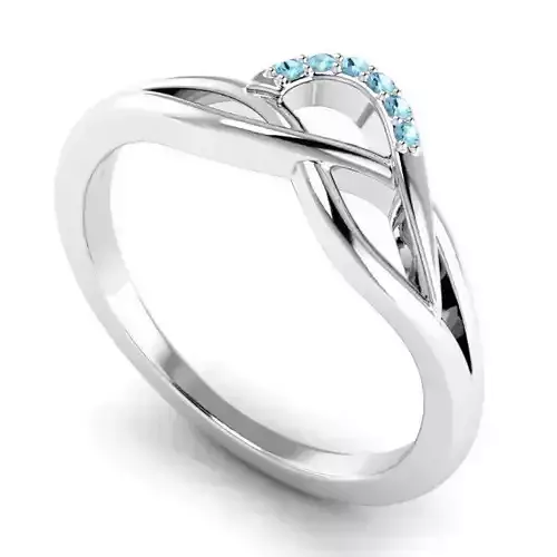 Spiral Engagement Ring With Skyblue Diamonds