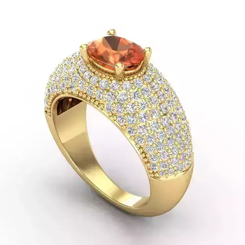 Engagement Ring With Orange Diamond Centerpiece