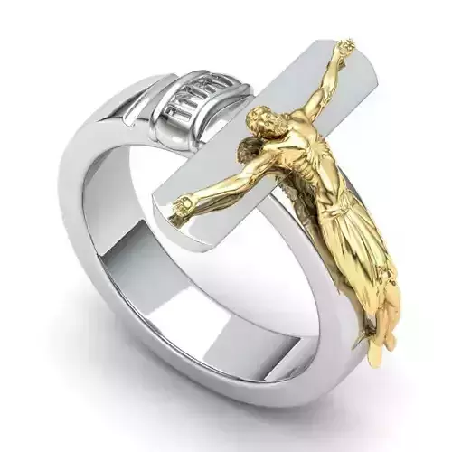 Crucifix Design Engagement Ring