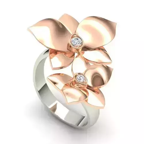 Flower Design Engagement Ring With Diamonds