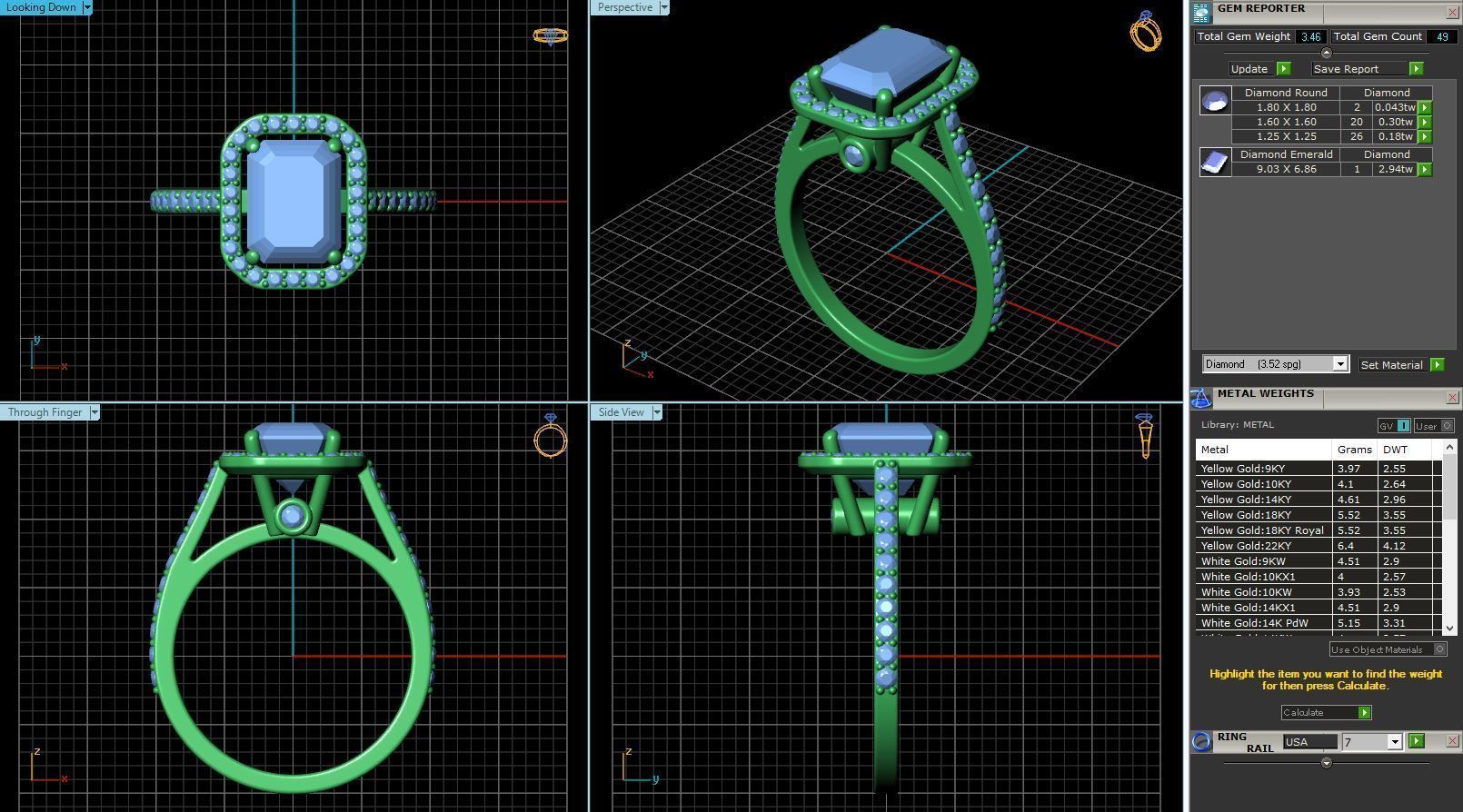 Rectangle Shaped Engagement Ring With Diamonds 1 3D print model_1