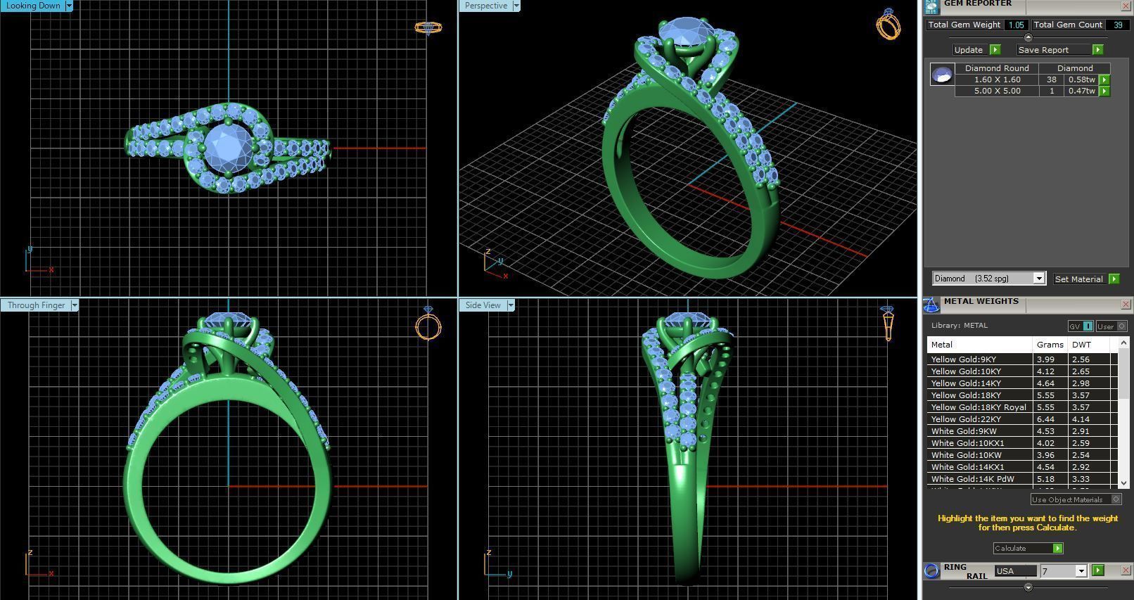 Spiral Engagement Ring With Diamonds 3 3D print model_1
