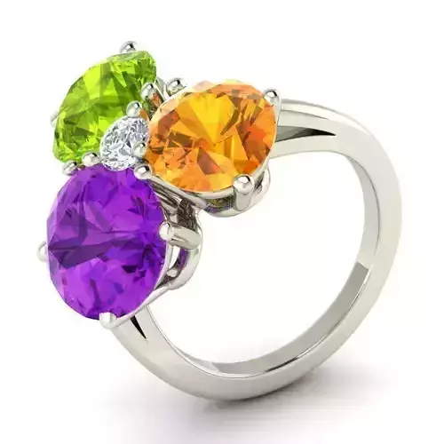 Engagement Ring With Multicolor Diamonds