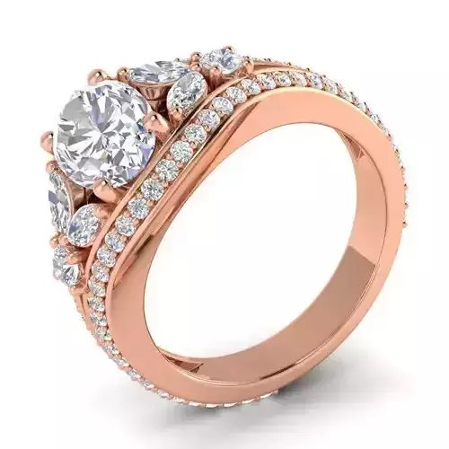 Flower Shaped Engagement Ring With Diamonds 24