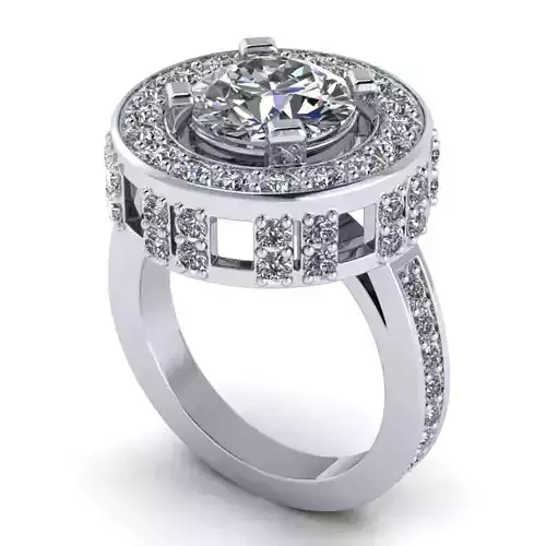 Round Shaped Engagement Ring With Diamonds 11