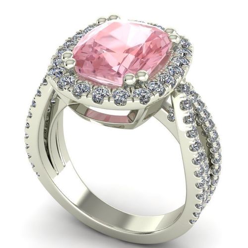 Engagement Ring With Big Pink Diamond Centerpiece 3D print model