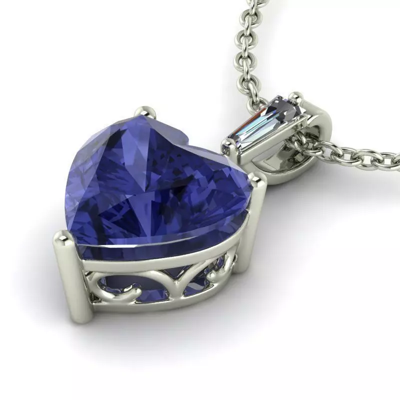 Heart Shaped Pendant With Blue Diamond 3D print model