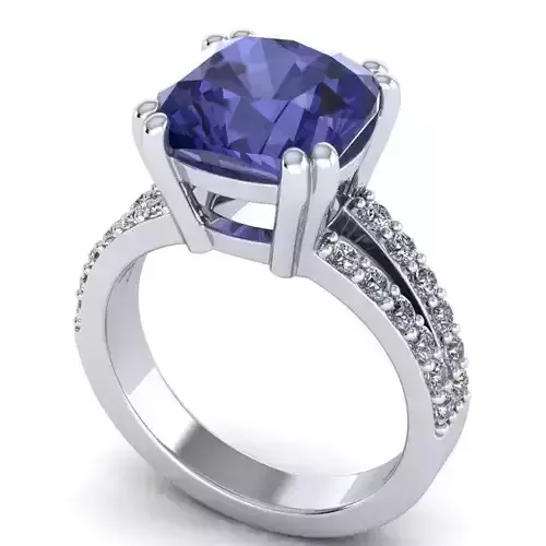 Engagement Ring With Blue Diamond Centerpiece