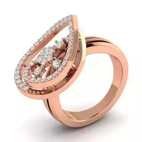 Drop Shaped Engagement Ring With Diamonds