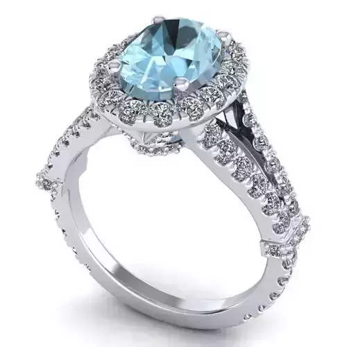 Oval Shaped Engagement Ring With Sky Blue Diamond 1