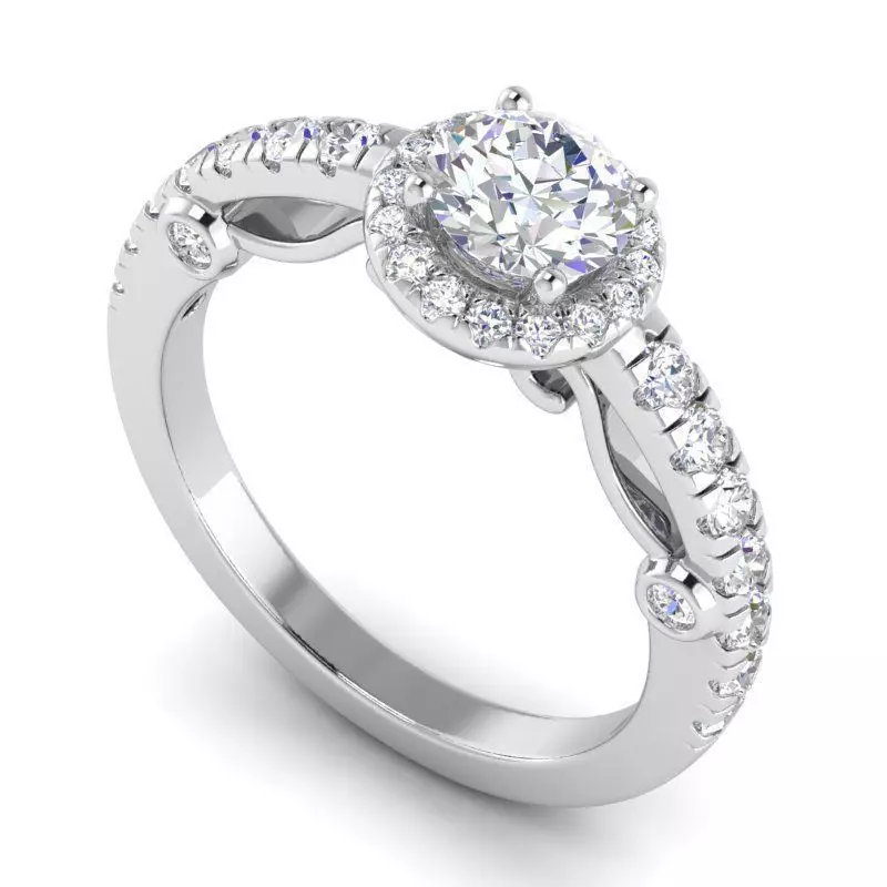 Engagement Ring With Diamonds 55 3D print model